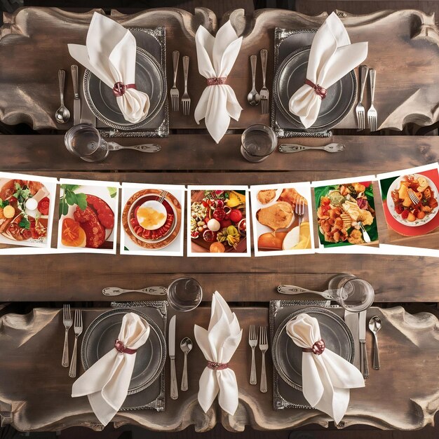 Stół z zastawą i przygotowanymi potrawami